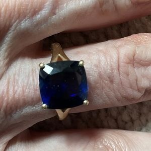 Cushion Cut lab created Sapphire Ring - Cushion Cut